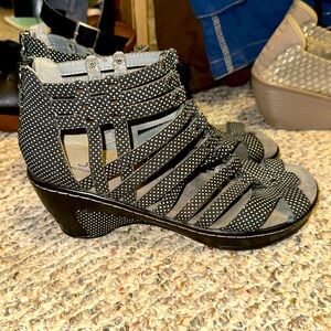 JBU by Jambu Black Wedge Zip Sandals Studded Nectar PolkaDot Gladiator COMFORT 8